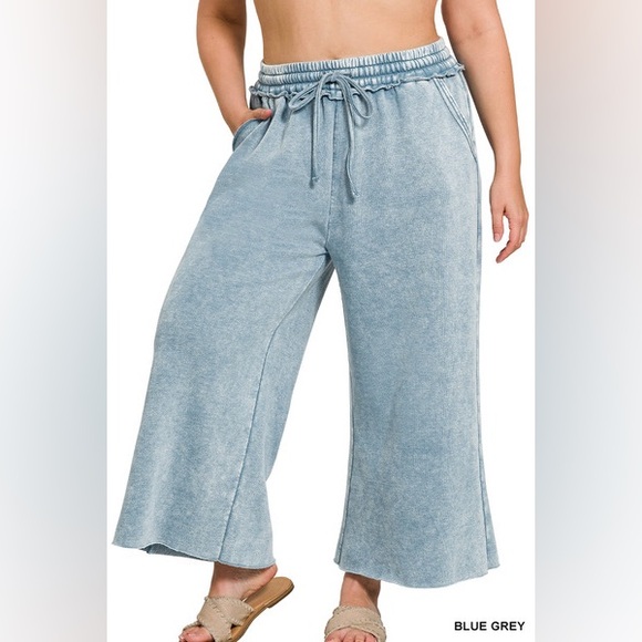 Z21 Zenana C9 PLUS ACID WASH FLEECE SWEATPANTS WITH POCKETS in Black - Picture 6 of 6